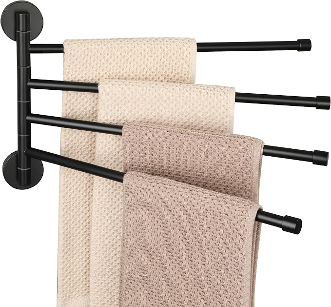 Alise Swivel Towel Rack, Folding 4 Arms Hand Towel Bars Towel Hanger by Alise
