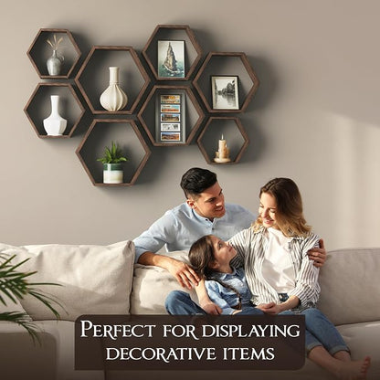 Hexagon Floating Shelves Set of 8 Honeycomb Shelves - Image 3