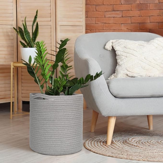 MEGASKET Cotton Rope Plant Basket, Woven Baskets Planter - Image 4