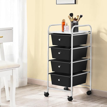 Yaheetech 4 Drawers Cart Rolling Storage Organizer Metal Frame Plastic Drawers - Image 7