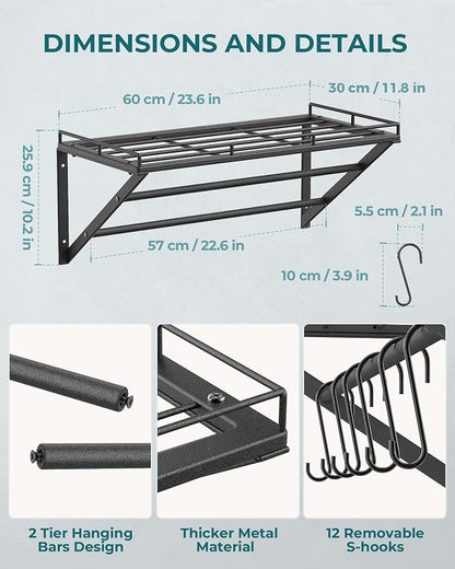 OROPY 23 Inch Wall Mounted Pot Rack Storage Shelf - Image 4