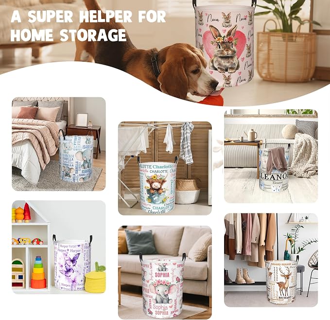 Custom Name Laundry Hamper, Personalized Laundry Baskets - Image 6