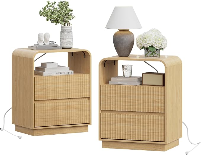 Natural Oak Nightstands Set of 2 - Image 8