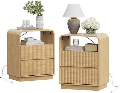 Natural Oak Nightstands Set of 2 - Image 8