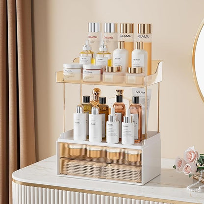 Delamu 4-Tier Makeup Organizer, Bathroom Counter, 2 Drawers, Amber 2Pack | - Image 3