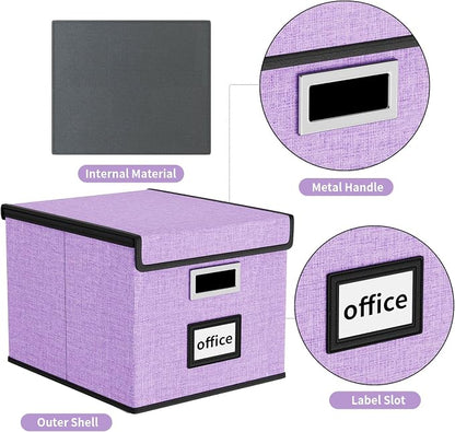 File Organizer Box with Lids, Collapsible File Folder Organizer | File Box with - Image 3