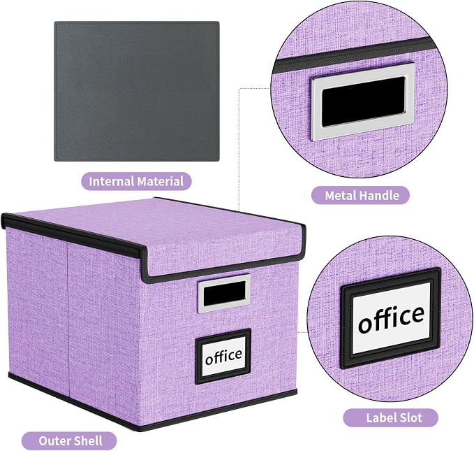 File Organizer Box with Lids, Collapsible File Folder Organizer | File Box with - Image 4