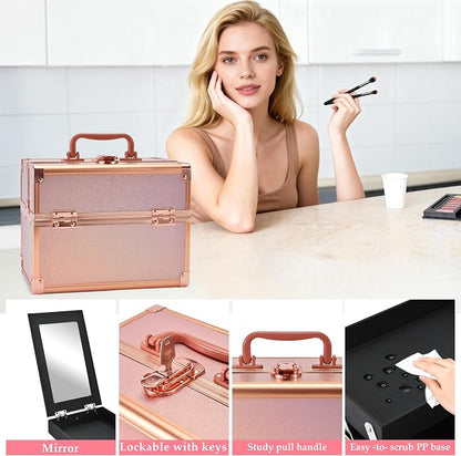 Makeup Train Case, Portable Makeup Case - Image 4
