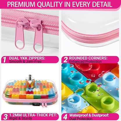 YQBRAO 6 Pack Soft Pink Clear Hard Shell Zipper Case, 1.2mm Crush-Proof Makeup - Image 5