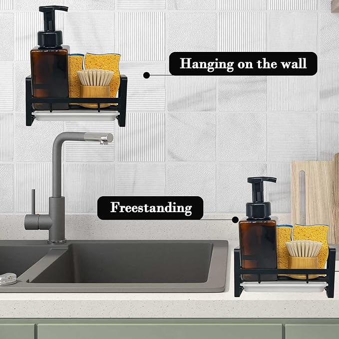 VANTEN Kitchen Sink Caddy Sponge Holder Organizer, Sink Tray Drainer Rack - Image 7