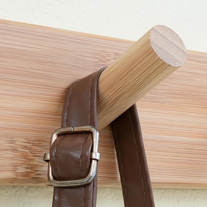 SKOLOO Wooden Wall Mounted Coat Rack, 5 Pegs Bamboo Wall Hook - Image 4