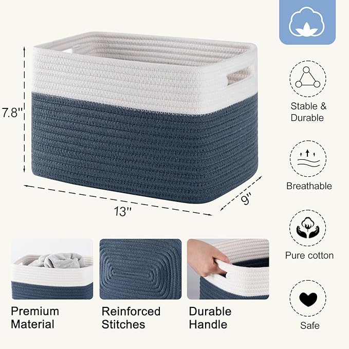 4 Pack Storage Baskets for Organizing, Woven Baskets for Shelves - Image 3