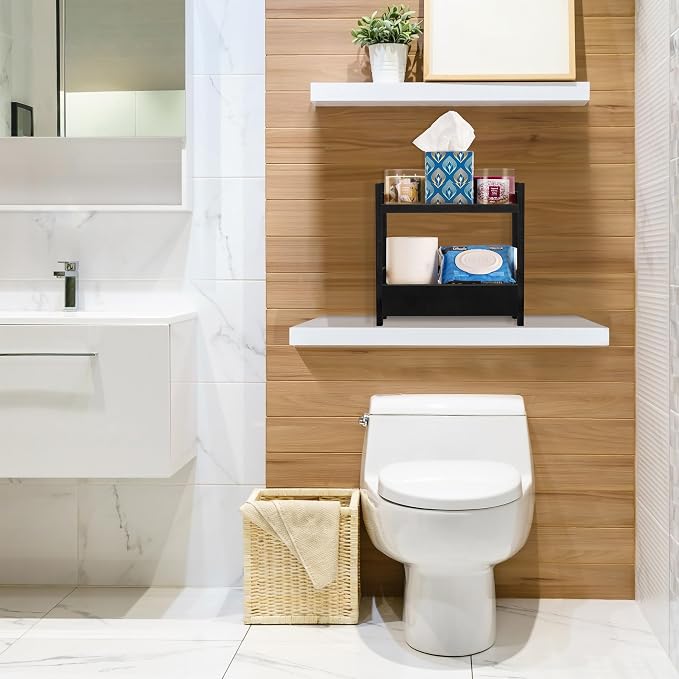 Sorbus Bamboo Bathroom Counter Organizer – 2-Tier Shelf - Image 7
