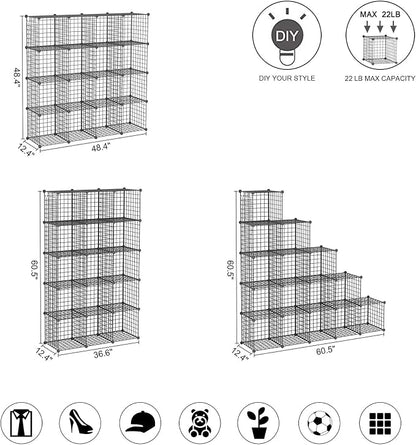 C&AHOME Wire Cube Storage, 16 Cubes Organizer Metal Grids Storage, Storage Bins - Image 3