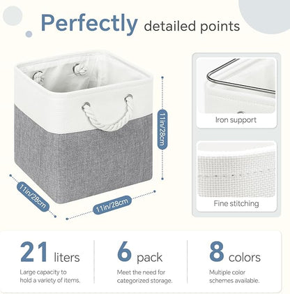 FinishingBo Fabric Cubes Storage Basket, 6 Pack 11x11 in - Image 5