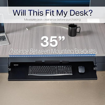 VIVO Large Under Desk 34 x 11 inch Computer Keyboard and Mouse Tray - Image 4