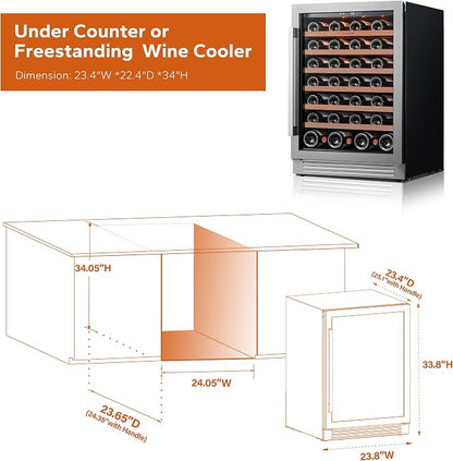 Ca'Lefort 24 Inch Wine Fridge, 54 Bottle Wine Cooler Refrigerator, 40-65°F Wine - Image 4