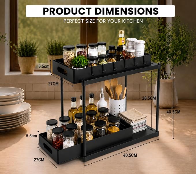 2 Pack Under Sink Organizer, Pull-Out Cabinet Storage Organizers - Image 2