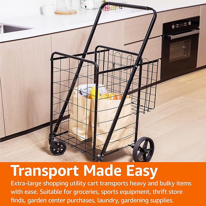 Amazon Basics Foldable Collapsible Shopping Utility Cart - Image 6
