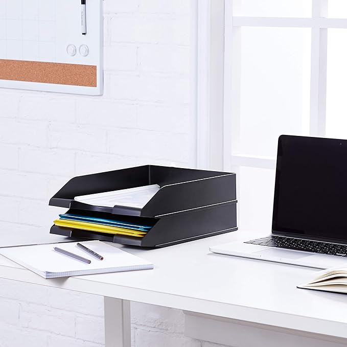 Amazon Basics Rectangular, Stackable Office Letter Organizer Desk Tray - Image 6