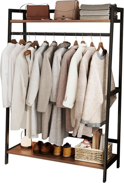 CycleCrew Open Wardrobe Garment Rack, Wood & Metal Clothes Rack | Hanging Rod 2 by Unknown