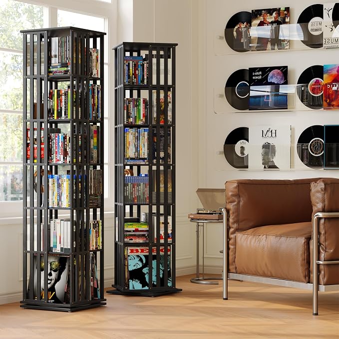 XIMN 360° Rotating Bamboo CD/DVD Shelf - Image 2