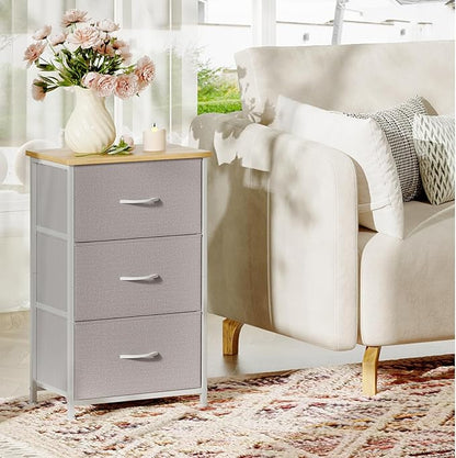 Somdot Small Dresser for Bedroom, 3 Drawer Storage Cabinet, Ash Grey | Tall - Image 4