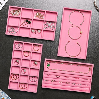 Frebeauty Jewelry Organizer Tray, Stackable Velvet Jewelry Trays, Drawer - Image 6