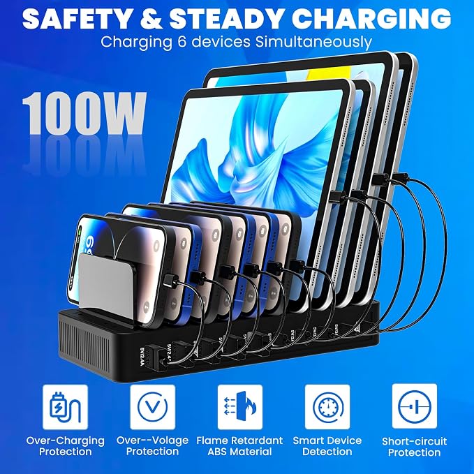 Charging Station for Multiple Devices, 100W 10 Ports Charging Dock - Image 2