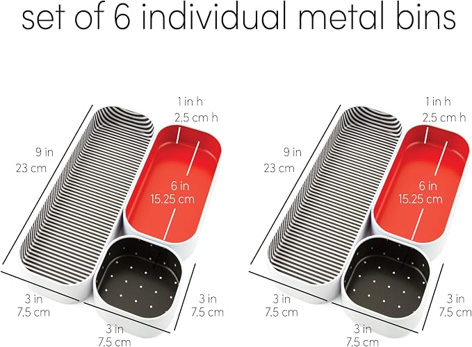 Three by Three Seattle 6 Piece Shallow Metal Organizer Tray Set - Image 3
