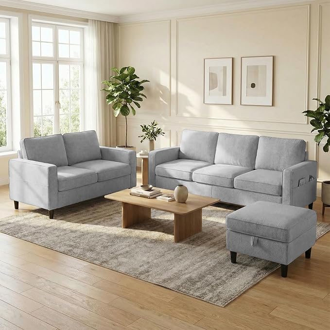 BALUS 78" Living Room Sofa Set, 3 Seater Sofa by BALUSFuritureHomeLife