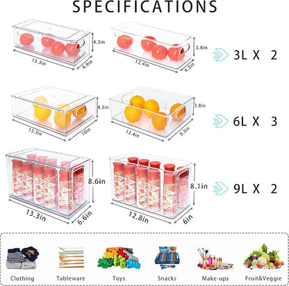 MineSign 7 pack Stackable Refrigerator Organizer Bins Pull-Out Drawers - Image 3