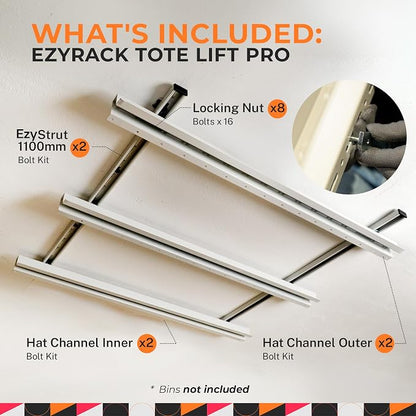 Adjustable Over Head Garage Bin Storage System Tote Lift Pro Overhead Storage - Image 2
