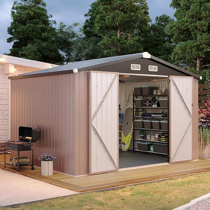 Aoxun 10x8 FT Shed with Floor Heavy-Duty Galvanized Steel Outdoor Storage Shed by Aoxun