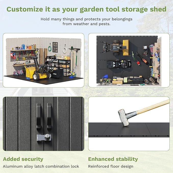 Patiowell 8 x 10 FT Resin Outdoor Storage Shed - Image 3