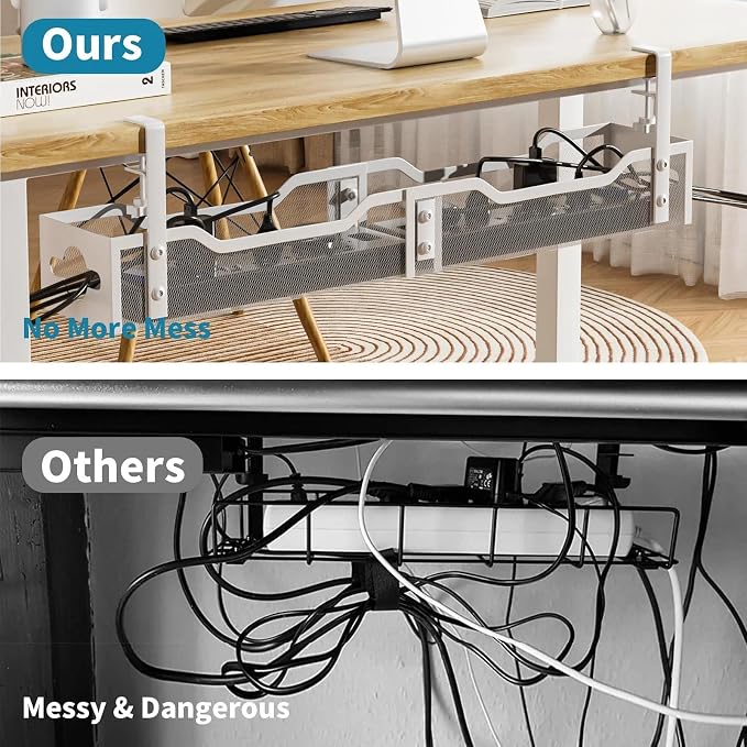 Under Desk Cable Management Tray 32'', Cable Management Under Desk No Drill - Image 6