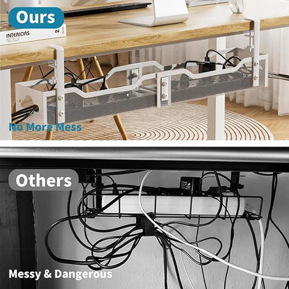 Under Desk Cable Management Tray 32'', Cable Management Under Desk No Drill - Image 6