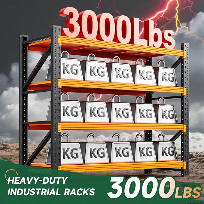 Letaya 3000LBS Heavy Duty Storage Shelves, 4 Tier Large Tall Industrial Shelving - Image 3