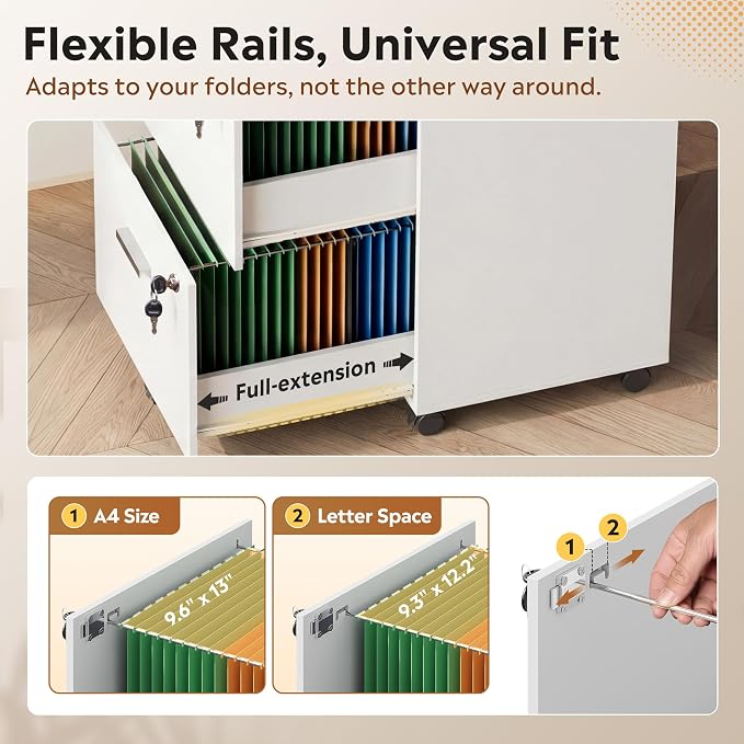 DEVAISE 3 Drawer File Cabinet - Image 4