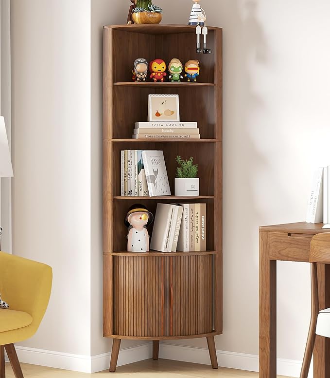 5-Tier Corner Shelf, 66.73''Tall Modern Corner Bookshelf, 5 Shelf Bookcase by Limaoaio