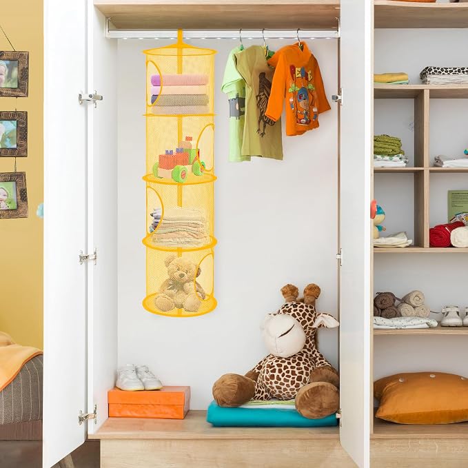 2Pcs Hanging Stuffed Animal Storage Hammock 4 Tiers, Holds Plushies, Foldable - Image 6