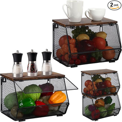 Teenyyou 2 Pcs Stackable Mesh Fruit Basket by Teenyyou