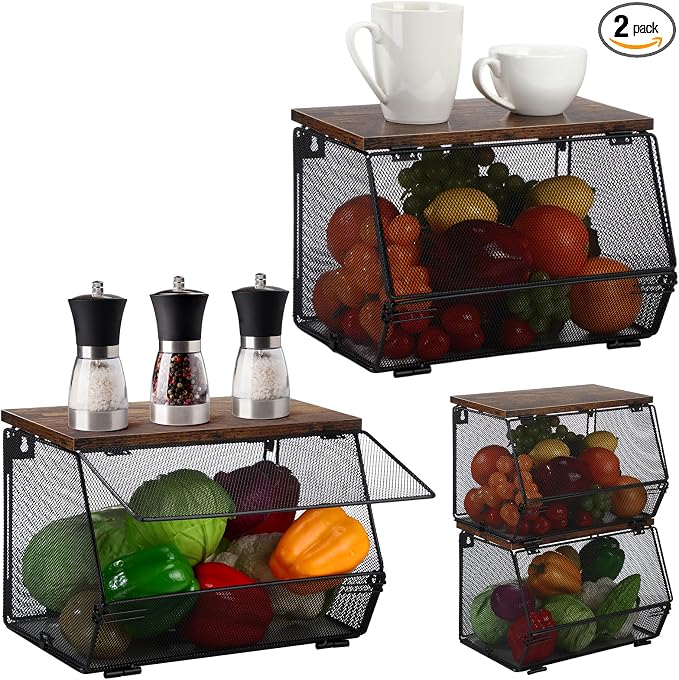 Teenyyou 2 Pcs Stackable Mesh Fruit Basket by Teenyyou