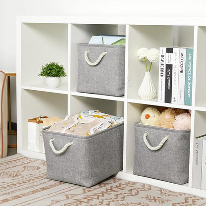 Bidtakay Storage Baskets Gray 3 Pack Shelf Baskets Collapsible Storage Bins - Image 3