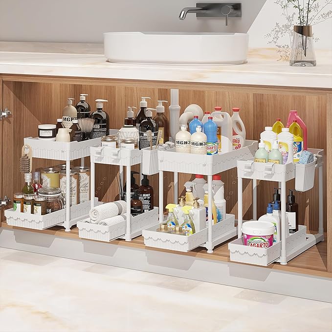 Sevenblue 4-Pack 2-Tier Under Sink Organizer by Sevenblue