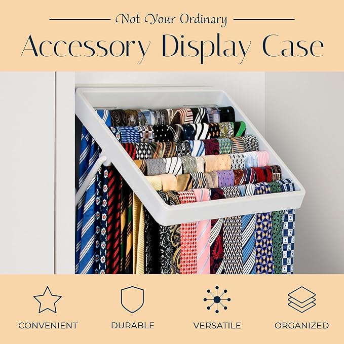 TieMaster Tie Rack and Scarf Organizer, Battery-Free Design, Holds 60 Ties and - Image 6
