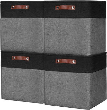 13x13 Cube Storage Bins, Collapsible Fabric Storage Box, 4 Pack Closet Baskets by Bagnizer