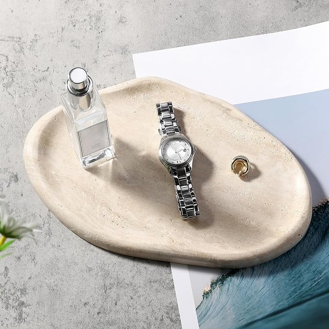 Koville Luxurious Natural Marble Vanity Tray, Cloud Shape Serving Stone Key Tray - Image 6
