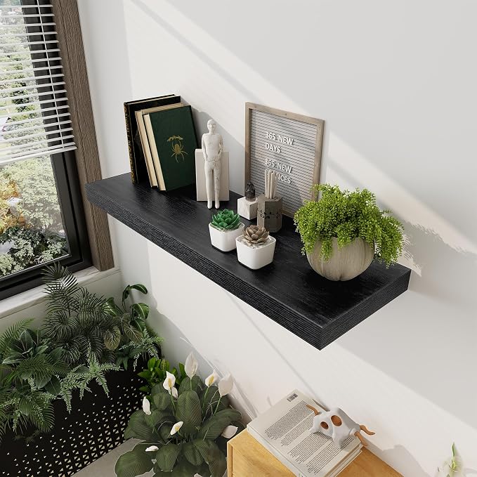 Black Floating Shelves 36 Inch Long, 12 Inch Deep Floating Shelves - Image 5