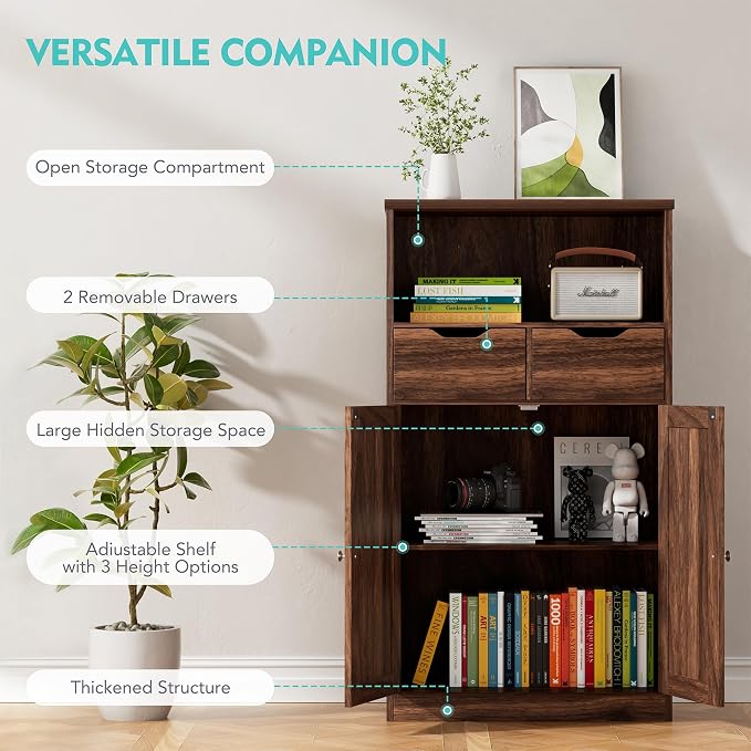 Vongrasig Bathroom Storage Cabinet, 42.5" H Freestanding Floor Cabinet | Wooden - Image 5